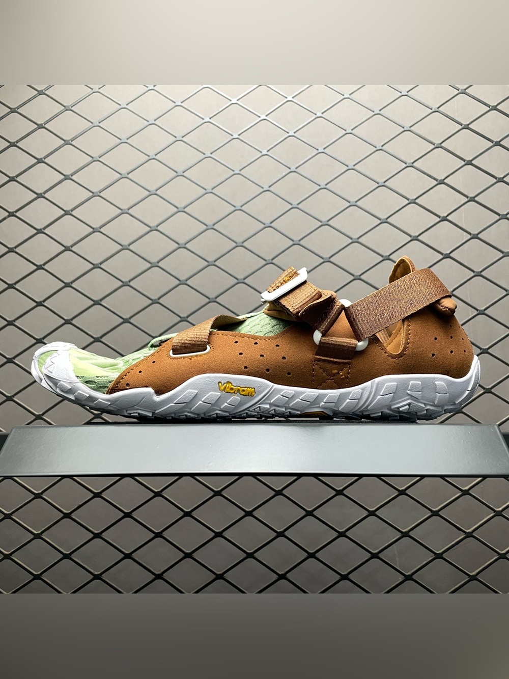 Vibram FiveFinger Brown Athletic Open-Toe Sandal with Green Footbed